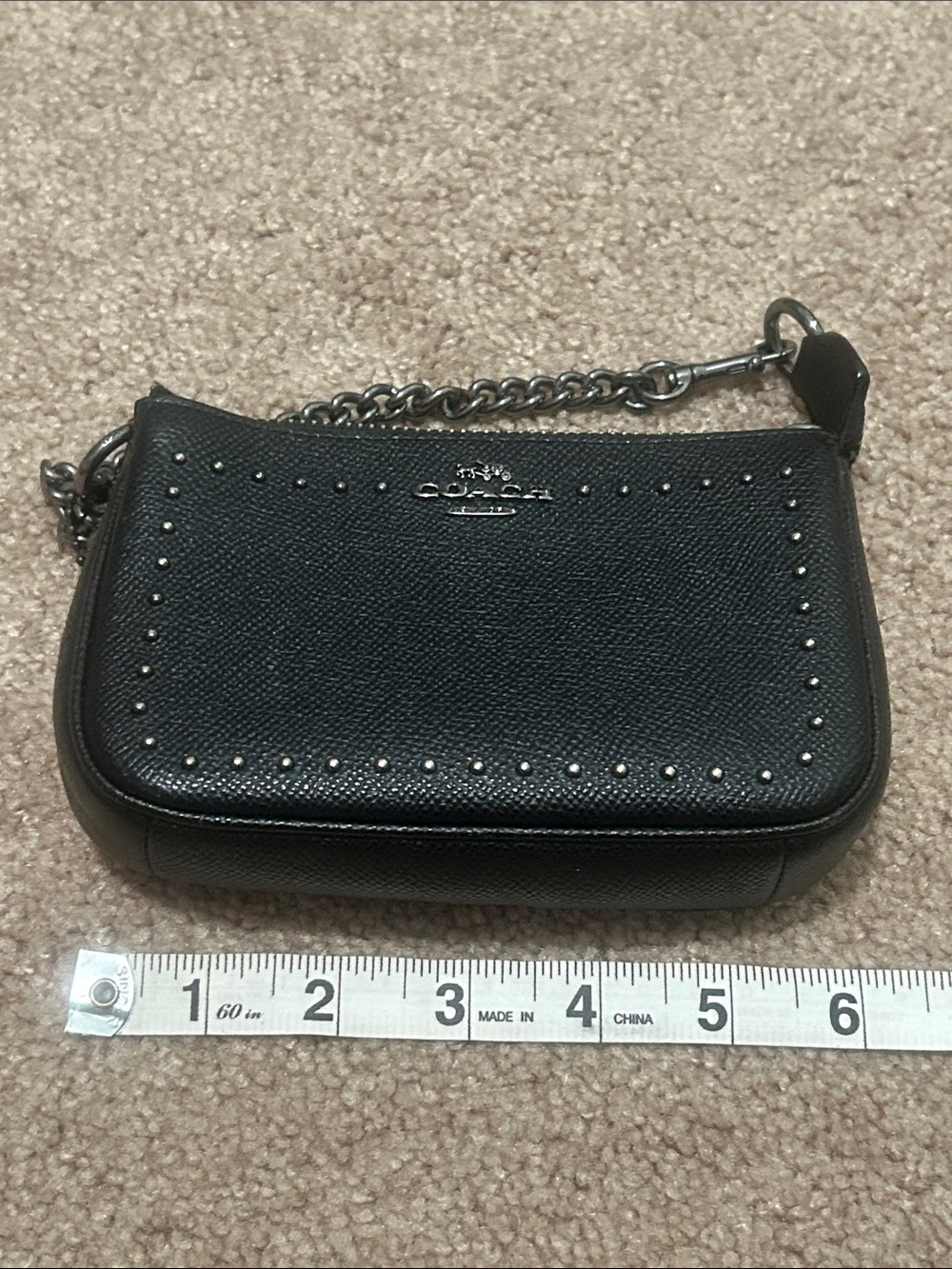 Coach Black Mini/Micro Studded Leather Wristlet - Picture 2 of 9